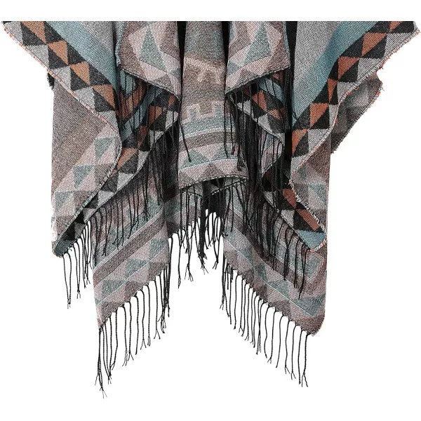 Urban CoCo Womens Printed Tassel Open front Poncho Cape Cardigan Wrap ShawlSeries 5grey
