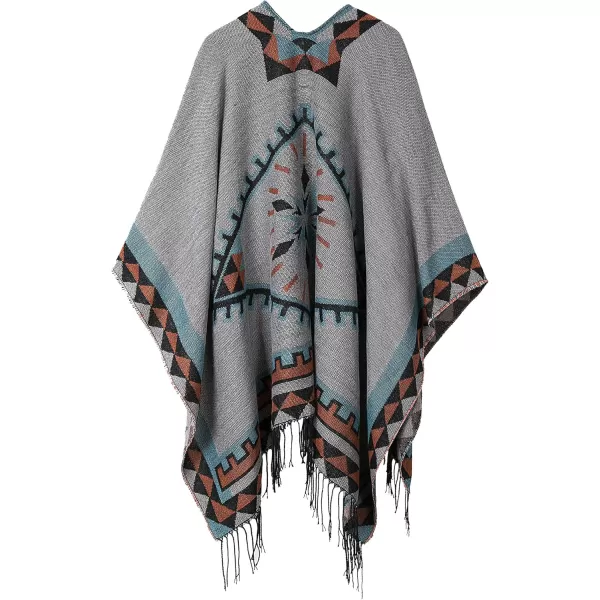 Urban CoCo Womens Printed Tassel Open front Poncho Cape Cardigan Wrap ShawlSeries 5grey
