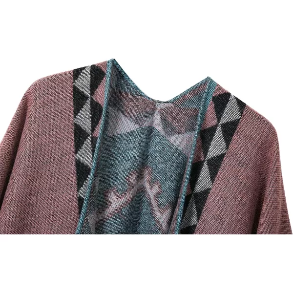 Urban CoCo Womens Printed Tassel Open front Poncho Cape Cardigan Wrap ShawlSeries 5pink