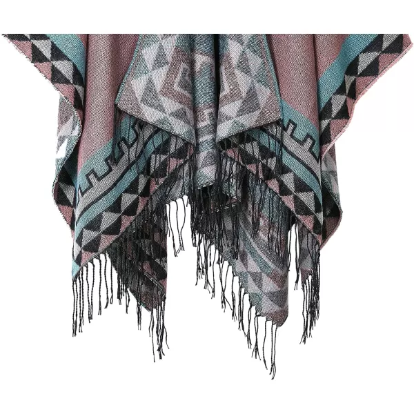 Urban CoCo Womens Printed Tassel Open front Poncho Cape Cardigan Wrap ShawlSeries 5pink