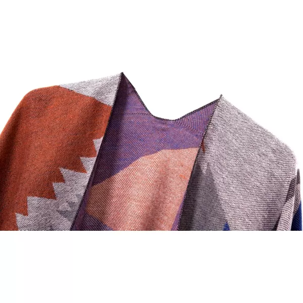 Urban CoCo Womens Printed Tassel Open front Poncho Cape Cardigan Wrap ShawlSeries 7orange