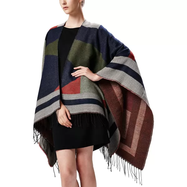 Urban CoCo Womens Printed Tassel Open front Poncho Cape Cardigan Wrap ShawlSeries 8green
