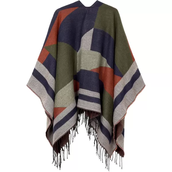 Urban CoCo Womens Printed Tassel Open front Poncho Cape Cardigan Wrap ShawlSeries 8green