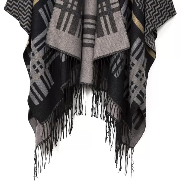 Urban CoCo Womens Printed Tassel Open front Poncho Cape Cardigan Wrap ShawlSeries 9black