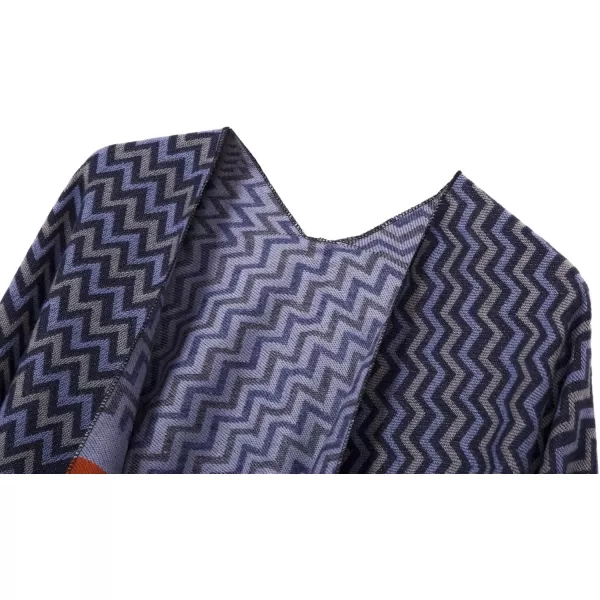 Urban CoCo Womens Printed Tassel Open front Poncho Cape Cardigan Wrap ShawlSeries 9navy Blue