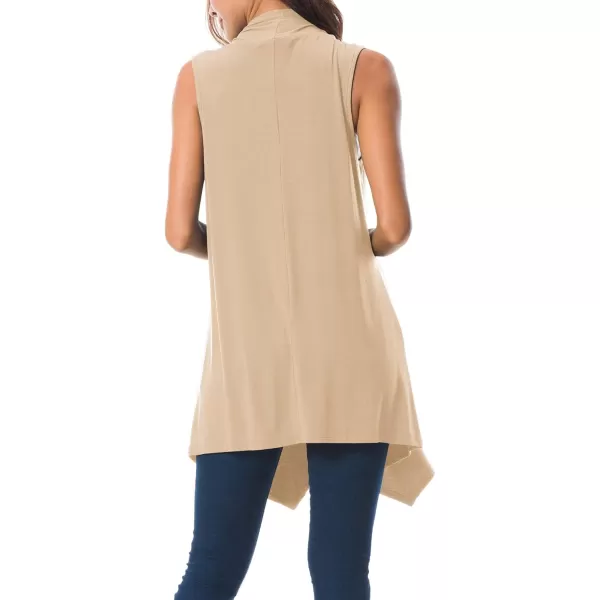 Urban CoCo Womens Sleeveless Cardigan Summer Open Front Vest Lightweight Cool CoatApricot