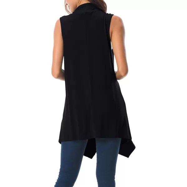 Urban CoCo Womens Sleeveless Cardigan Summer Open Front Vest Lightweight Cool CoatBlack