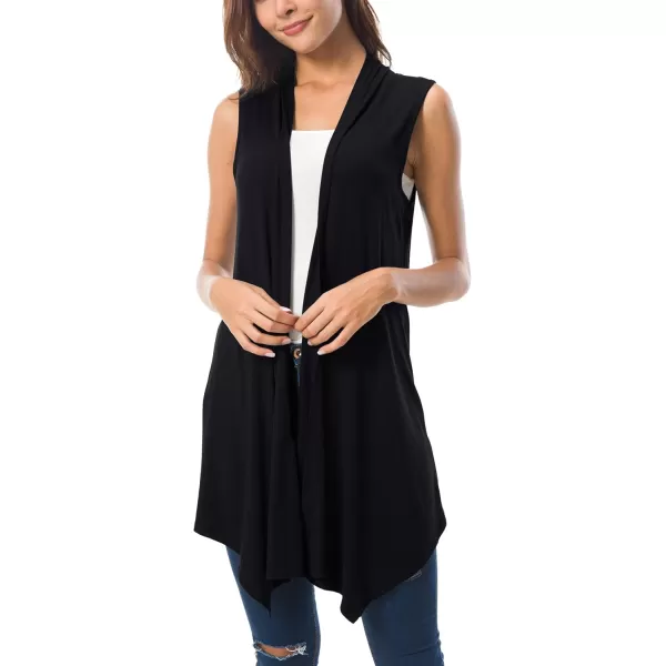 Urban CoCo Womens Sleeveless Cardigan Summer Open Front Vest Lightweight Cool CoatBlack