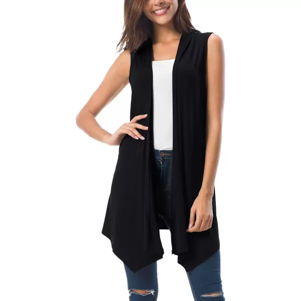Urban CoCo Womens Sleeveless Cardigan Summer Open Front Vest Lightweight Cool CoatBlack