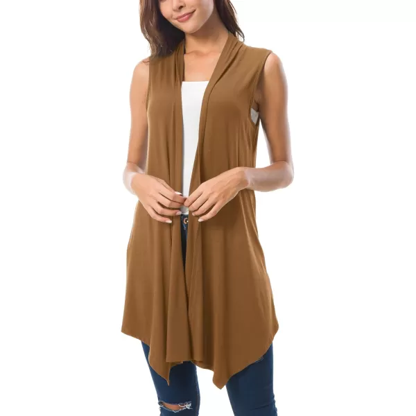 Urban CoCo Womens Sleeveless Cardigan Summer Open Front Vest Lightweight Cool CoatCashew