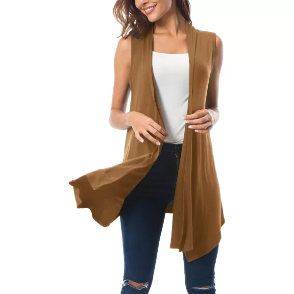 Urban CoCo Womens Sleeveless Cardigan Summer Open Front Vest Lightweight Cool CoatCashew