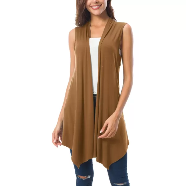 Urban CoCo Womens Sleeveless Cardigan Summer Open Front Vest Lightweight Cool CoatCashew