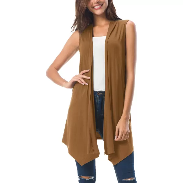 Urban CoCo Womens Sleeveless Cardigan Summer Open Front Vest Lightweight Cool CoatCashew