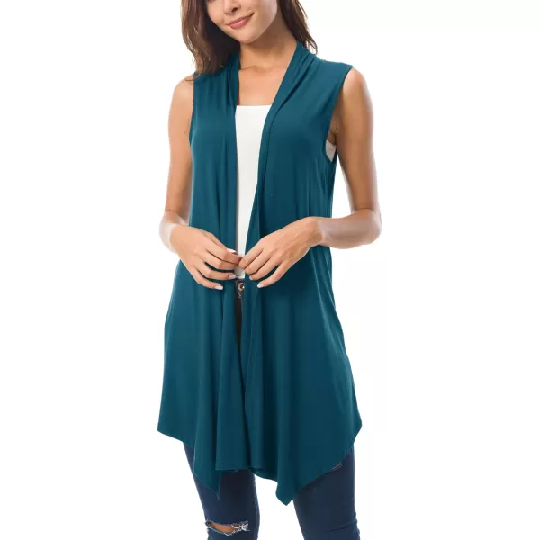 Urban CoCo Womens Sleeveless Cardigan Summer Open Front Vest Lightweight Cool CoatCrystal Teal