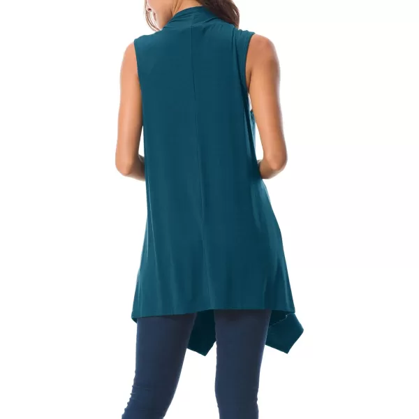 Urban CoCo Womens Sleeveless Cardigan Summer Open Front Vest Lightweight Cool CoatCrystal Teal