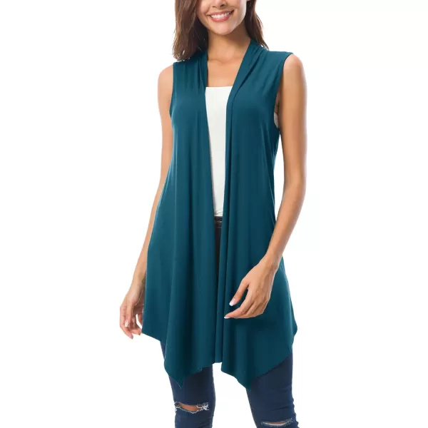 Urban CoCo Womens Sleeveless Cardigan Summer Open Front Vest Lightweight Cool CoatCrystal Teal