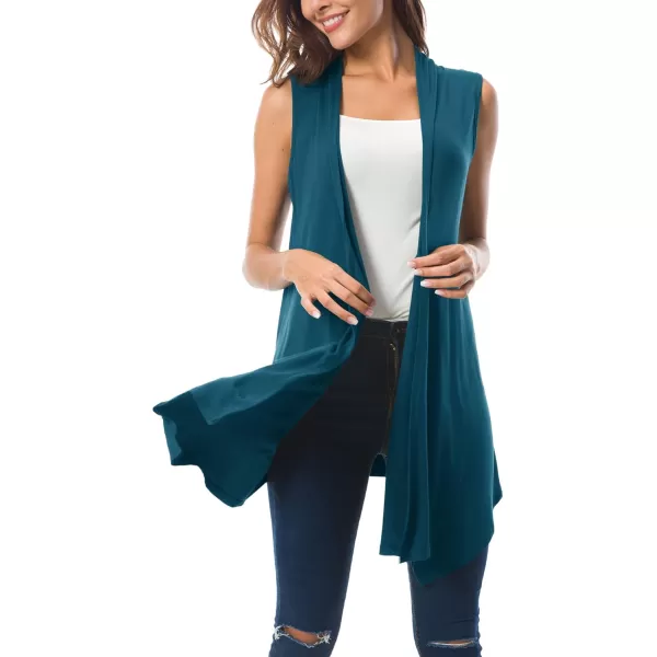 Urban CoCo Womens Sleeveless Cardigan Summer Open Front Vest Lightweight Cool CoatCrystal Teal