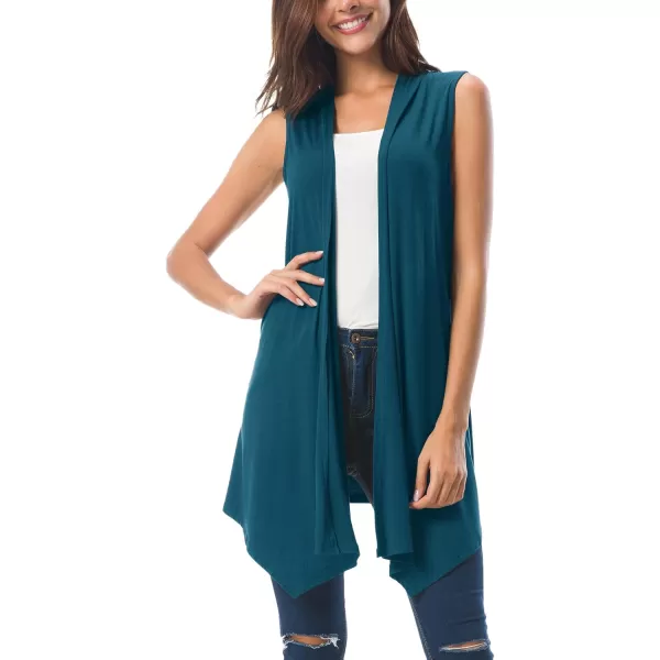 Urban CoCo Womens Sleeveless Cardigan Summer Open Front Vest Lightweight Cool CoatCrystal Teal