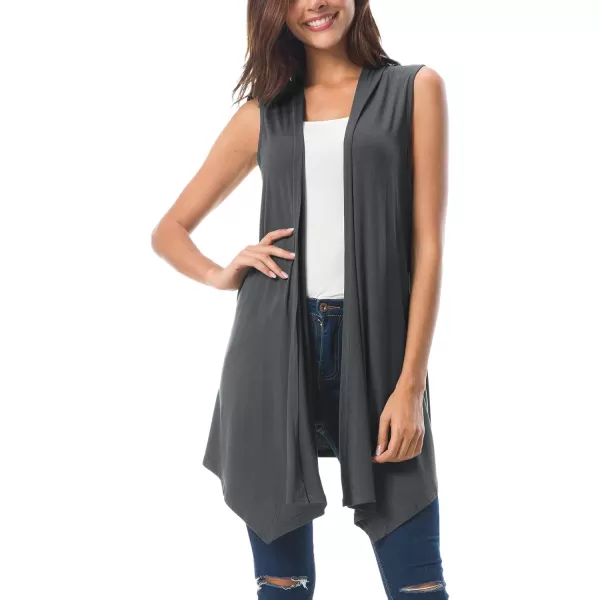 Urban CoCo Womens Sleeveless Cardigan Summer Open Front Vest Lightweight Cool CoatDeep Grey
