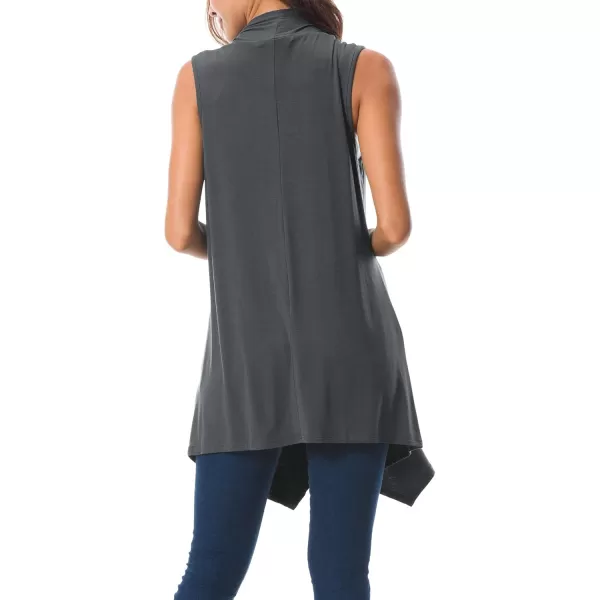 Urban CoCo Womens Sleeveless Cardigan Summer Open Front Vest Lightweight Cool CoatDeep Grey