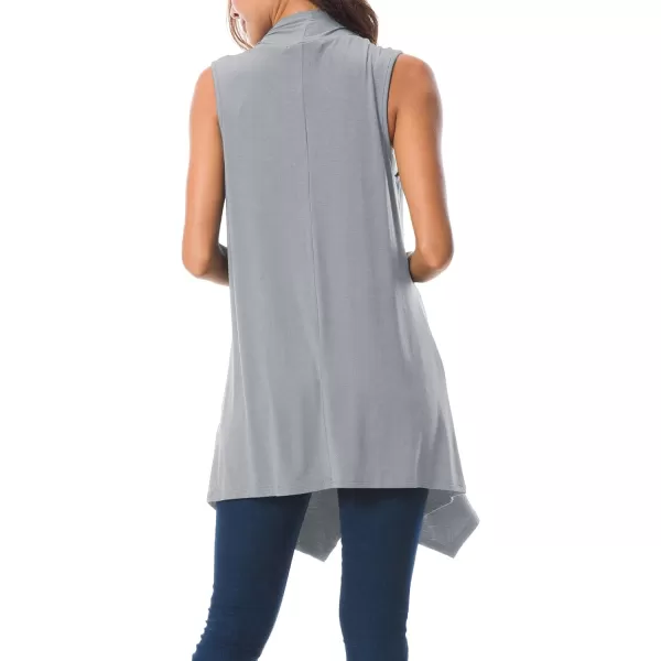 Urban CoCo Womens Sleeveless Cardigan Summer Open Front Vest Lightweight Cool CoatLight Grey