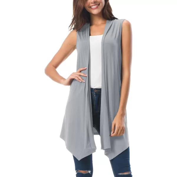 Urban CoCo Womens Sleeveless Cardigan Summer Open Front Vest Lightweight Cool CoatLight Grey