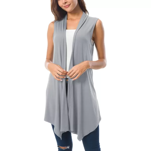 Urban CoCo Womens Sleeveless Cardigan Summer Open Front Vest Lightweight Cool CoatLight Grey
