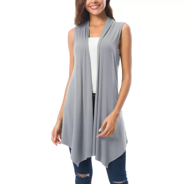 Urban CoCo Womens Sleeveless Cardigan Summer Open Front Vest Lightweight Cool CoatLight Grey