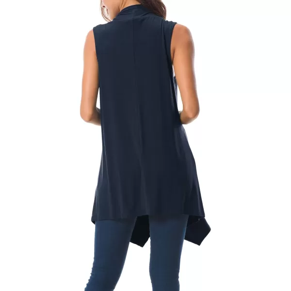 Urban CoCo Womens Sleeveless Cardigan Summer Open Front Vest Lightweight Cool CoatNavy Blue