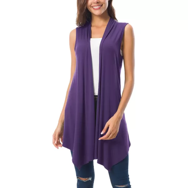 Urban CoCo Womens Sleeveless Cardigan Summer Open Front Vest Lightweight Cool CoatPurple