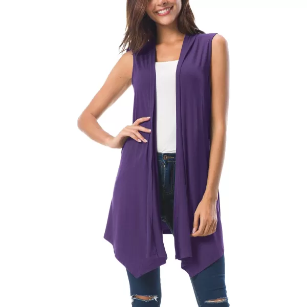 Urban CoCo Womens Sleeveless Cardigan Summer Open Front Vest Lightweight Cool CoatPurple