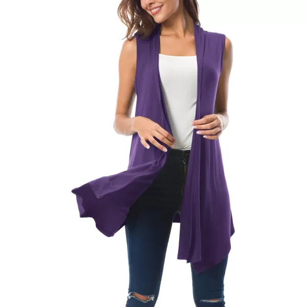 Urban CoCo Womens Sleeveless Cardigan Summer Open Front Vest Lightweight Cool CoatPurple