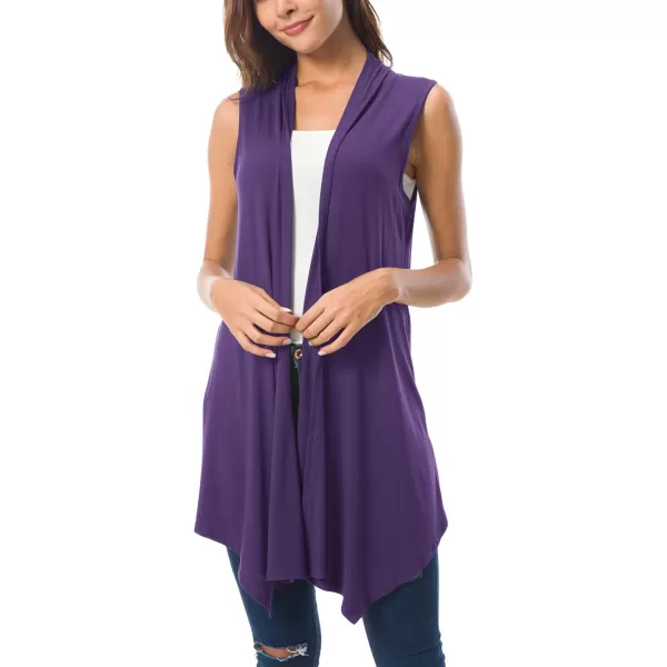 Urban CoCo Womens Sleeveless Cardigan Summer Open Front Vest Lightweight Cool CoatPurple