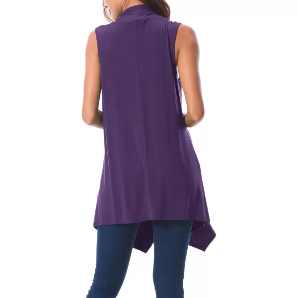 Urban CoCo Womens Sleeveless Cardigan Summer Open Front Vest Lightweight Cool CoatPurple