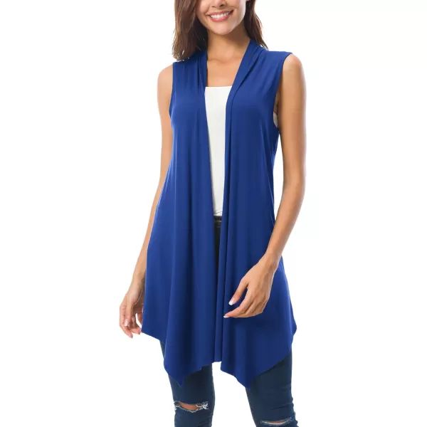 Urban CoCo Womens Sleeveless Cardigan Summer Open Front Vest Lightweight Cool CoatRoyal Blue