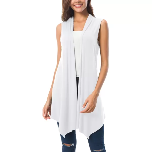Urban CoCo Womens Sleeveless Cardigan Summer Open Front Vest Lightweight Cool CoatWhite