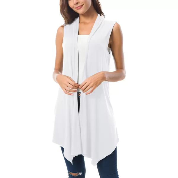 Urban CoCo Womens Sleeveless Cardigan Summer Open Front Vest Lightweight Cool CoatWhite