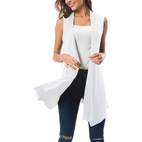 Urban CoCo Womens Sleeveless Cardigan Summer Open Front Vest Lightweight Cool CoatWhite