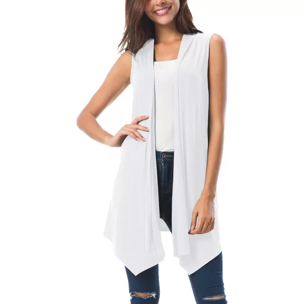 Urban CoCo Womens Sleeveless Cardigan Summer Open Front Vest Lightweight Cool CoatWhite