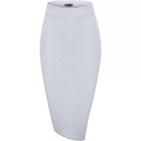 Urban CoCo Elastic Skinny High Waist Solid Ribbed Knit Office Pencil SkirtLight Gray