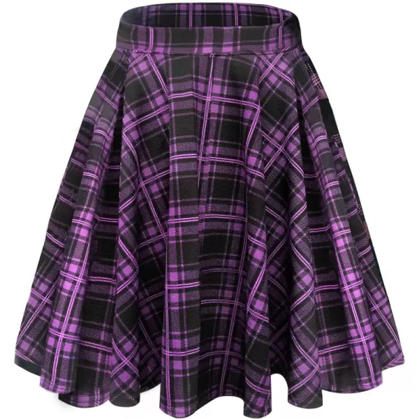Urban CoCo Womens Basic Midi Skirt Versatile Stretchy Flared Casual High Waisted SkirtLong10