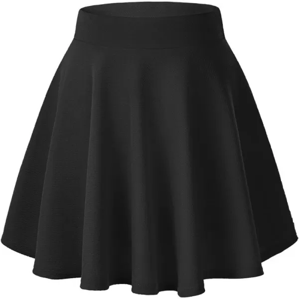 Urban CoCo Womens Basic Versatile Stretchy Flared Casual Mini Skater SkirtBlack