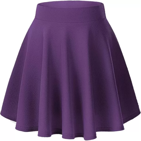 Urban CoCo Womens Basic Versatile Stretchy Flared Casual Mini Skater SkirtDeep Purple