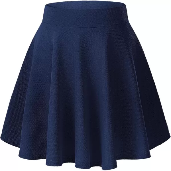 Urban CoCo Womens Basic Versatile Stretchy Flared Casual Mini Skater SkirtNavy Blue
