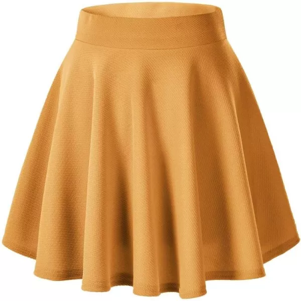 Urban CoCo Womens Basic Versatile Stretchy Flared Casual Mini Skater SkirtTurmeric