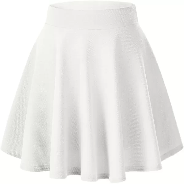 Urban CoCo Womens Basic Versatile Stretchy Flared Casual Mini Skater SkirtWhite