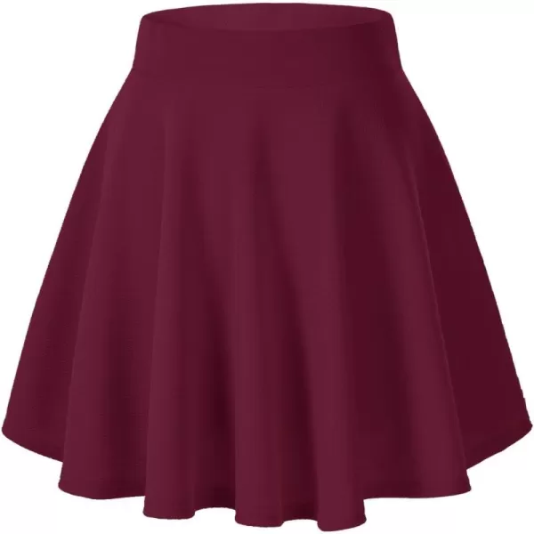 Urban CoCo Womens Basic Versatile Stretchy Flared Casual Mini Skater SkirtWine Red