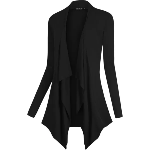 Urban CoCo Womens Long Sleeve Open Front Drape Cardigan Loose Casual Lightweight Women Blazer Jackets 2024 FallBlack