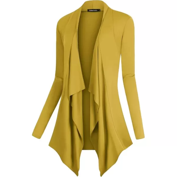 Urban CoCo Womens Long Sleeve Open Front Drape Cardigan Loose Casual Lightweight Women Blazer Jackets 2024 FallMustard 