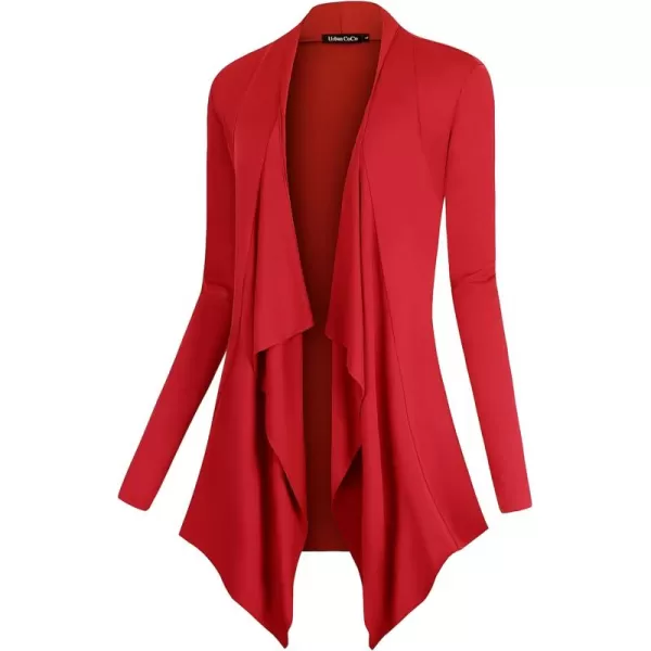 Urban CoCo Womens Long Sleeve Open Front Drape Cardigan Loose Casual Lightweight Women Blazer Jackets 2024 FallRed
